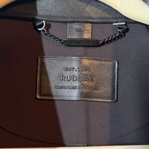 Rudsak Women's MOONI Mid-Length Coat Leather Collar Black Size L (orig. $395)